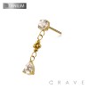 IMPLANT GRADE TITANIUM THREADLESS PUSH IN ROUND CZ TEAR DROP BEAD CHAIN TOP PART